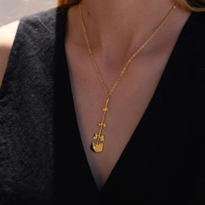 Vòng cổ thiết kế Gingko đồng mạ vàng 24k